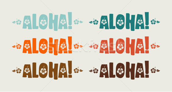 Vector set of aloha word in retro colors  Stock photo © Elisanth