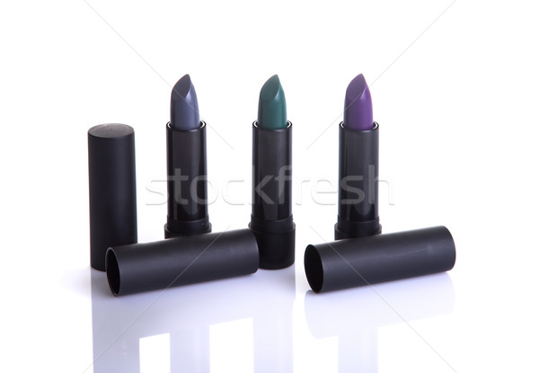 Set of modern lipsticks in gray, green and purple colors   Stock photo © Elisanth