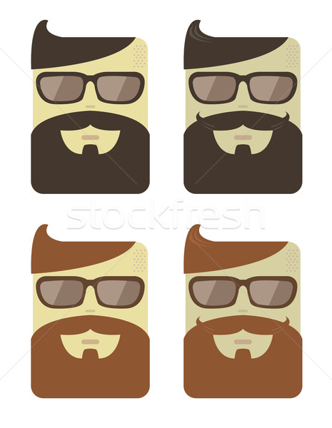 Vektor Set Karikatur männlich Gesichter Hipster Stock foto © Elisanth