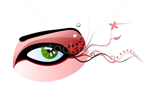 Wektora zielone oka brew czerwony makijaż Zdjęcia stock © Elisanth