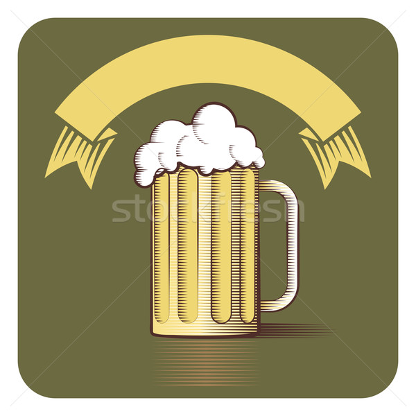 Foto stock: Vector · icono · cerveza · taza · cinta · espacio · de · la · copia