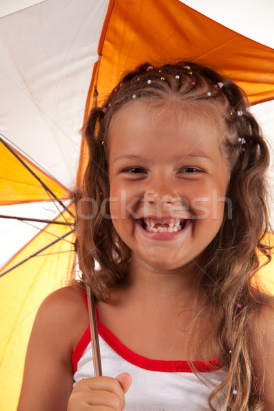 Little girl holding umbrella  Stock photo © Elisanth