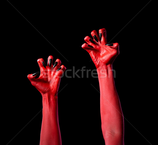 商业照片: 红色 · 魔鬼 ·手· 黑色 · 指甲 ·实