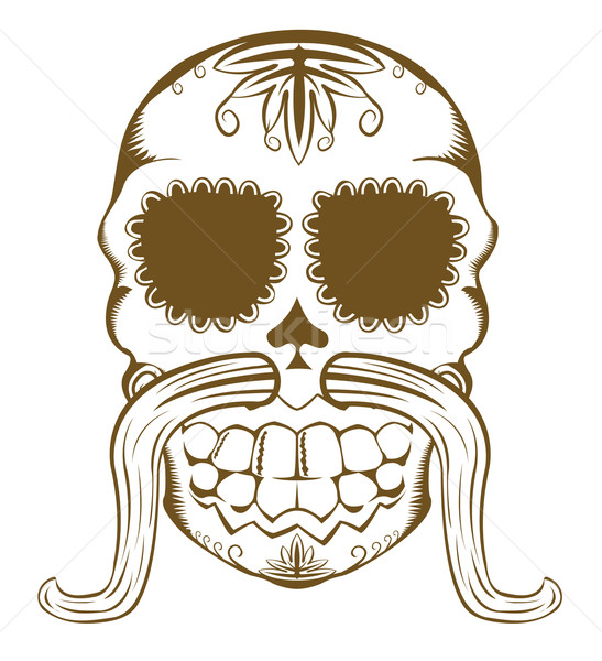 Vector illustration of sugar skull with mustaches  Stock photo © Elisanth