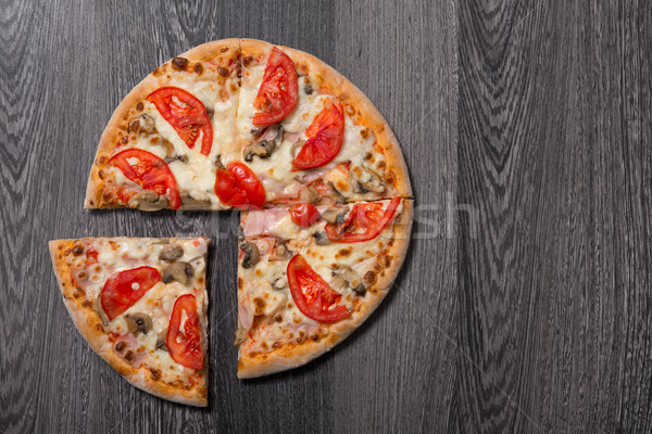 Foto stock: Topo · ver · delicioso · italiano · pizza · presunto