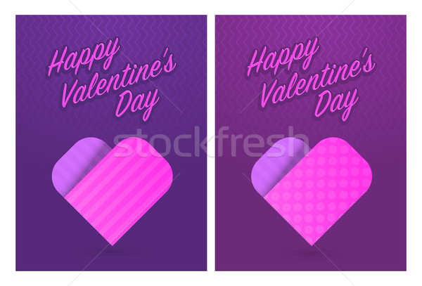 Saludo tarjetas día de san valentín cute corazones eps10 Foto stock © Elisanth
