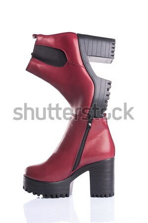 черный фетиш обувь красный звезды изолированный Сток-фото © Elisanth