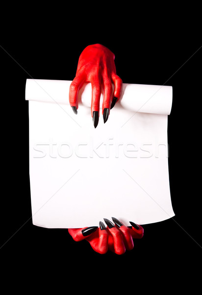 [[stock_photo]]: Rouge · diable · mains · papier · défiler