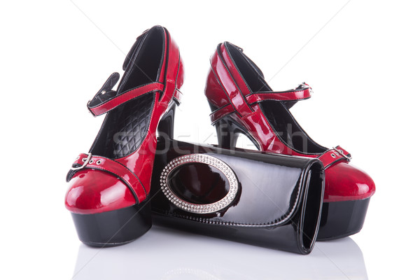 Trendy high heel shoes, and black handbag clutch  Stock photo © Elisanth