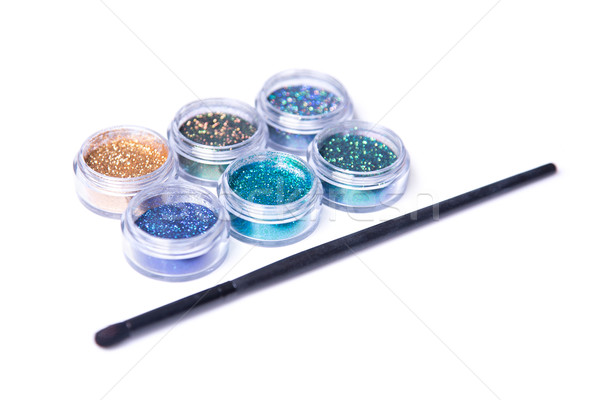 Colorful glitters and makeup brush  Stock photo © Elisanth