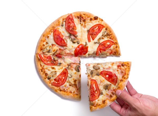 Man picking tasty pizza slice  Stock photo © Elisanth