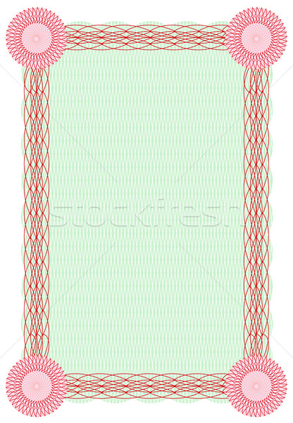 Stock photo: Vector guilloche green and red border for diploma 