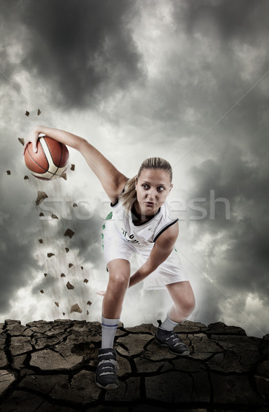 Basketball player running on grungy surface  Stock photo © Elisanth