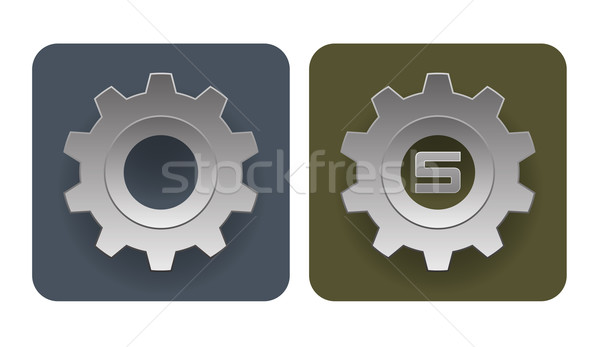 [[stock_photo]]: Simple · engins · icônes · industrielle · travaux · signe