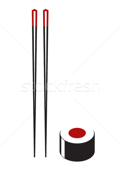 ストックフォト: ベクトル · 単純な · 寿司 · セット · 孤立した · 白