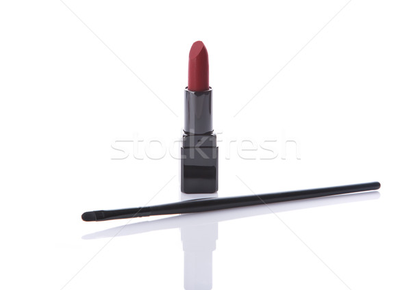 Rot matt Lippenstift Make-up Pinsel isoliert Stock foto © Elisanth