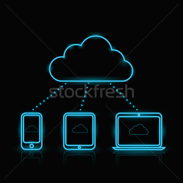 Vector blue neon computing icons  Stock photo © Elisanth