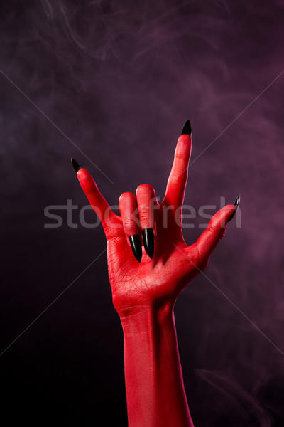 Foto d'archivio: Rosso · diavolo · mano · nero · sharp · chiodi