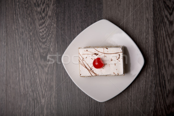 Creamy cake with cherry, top view  Stock photo © Elisanth