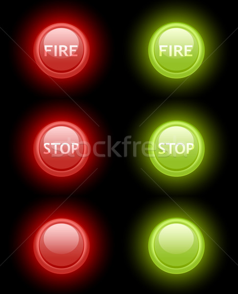 Set of vector fire and stop buttons Stock photo © Elisanth