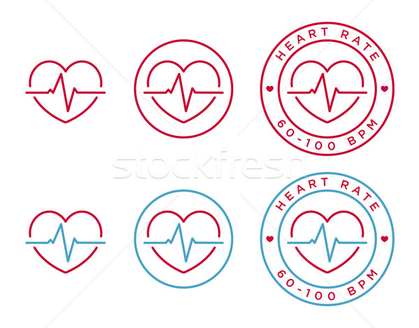 Vecteur fréquence cardiaque icônes linéaire style santé Photo stock © Elisanth
