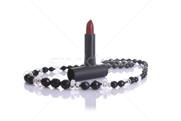 Classic red lipstick and bead necklace  Stock photo © Elisanth