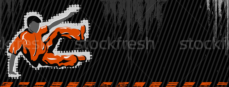 Vector grunge banner with jumping boy Stock photo © Elisanth