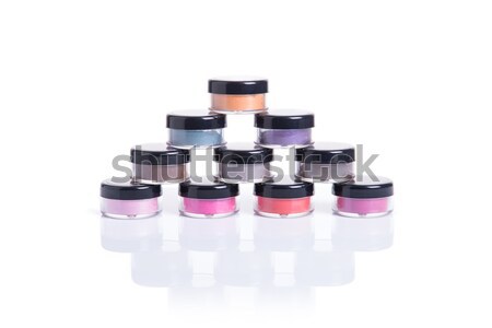Bright natural eye shadows in transparent jars  Stock photo © Elisanth
