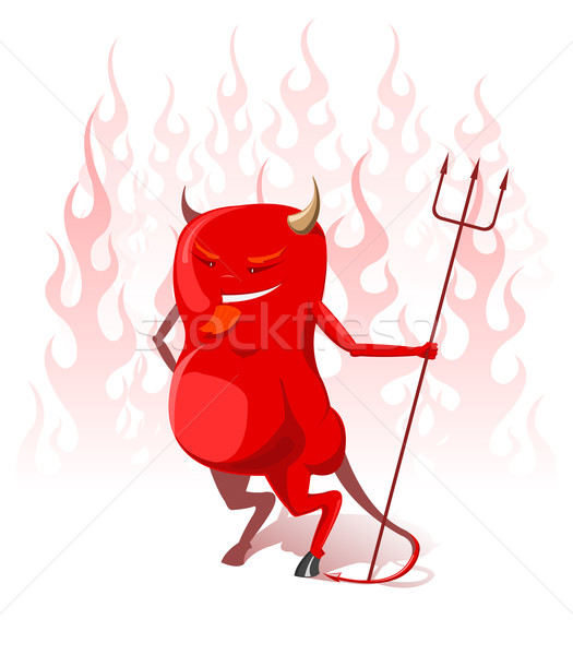 Vector red devil in hell flames  Stock photo © Elisanth