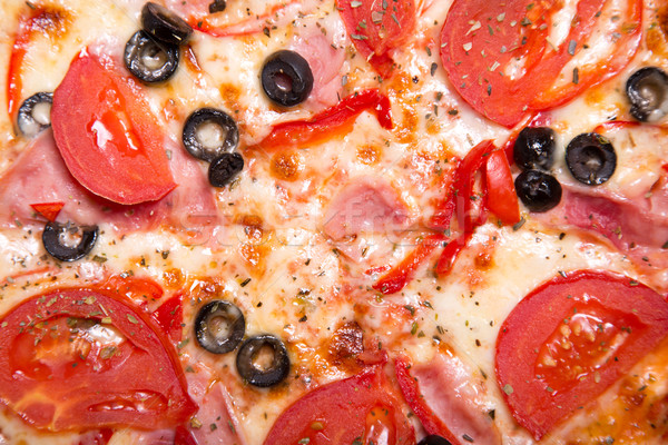 ストックフォト: テクスチャ · おいしい · イタリア語 · ピザ · ハム · トマト