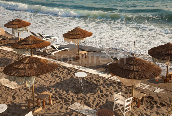 Beach with wooden umbrellas  Stock photo © Elisanth
