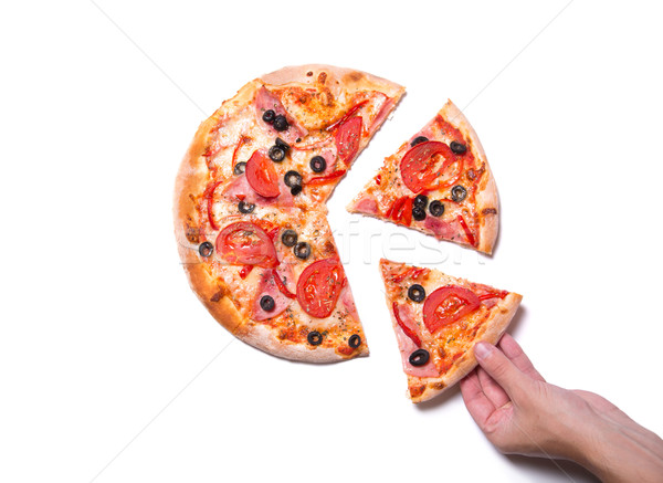 Male hand picking tasty pizza slice  Stock photo © Elisanth