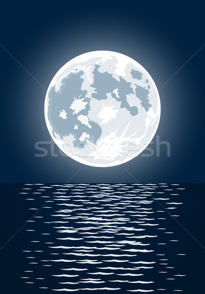 望月 反射 性質 海 月亮 藍色 商業照片 © Elisanth