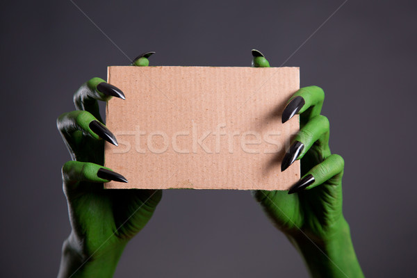 Zielone ręce czarny paznokcie pusty Zdjęcia stock © Elisanth