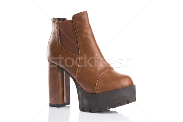Brown chunky heel boot  Stock photo © Elisanth