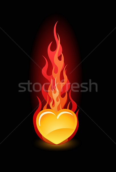 Vector illustration of a heart in fire Stock photo © Elisanth