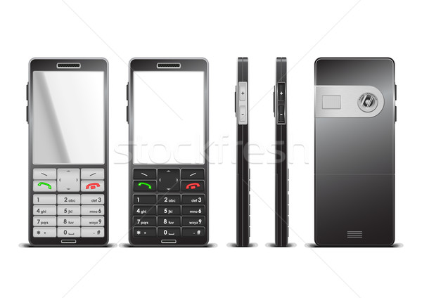 Vektor illusztráció fekete mobiltelefon telefon hálózat Stock fotó © Elisanth