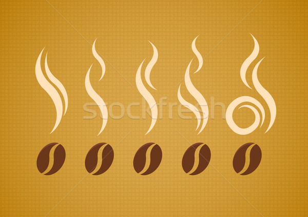 Vector set of coffee beans with steam   Stock photo © Elisanth