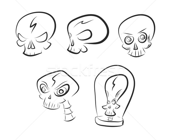 Vector set of simple skull sketches  Stock photo © Elisanth
