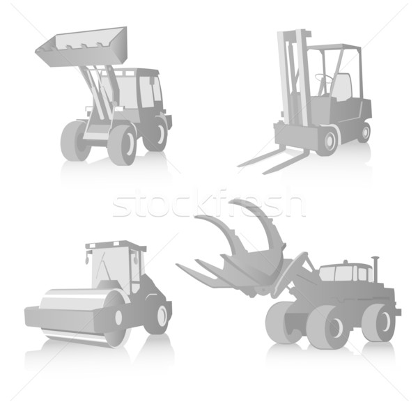 Stock photo: Vector set of industrial machines, grayscale 