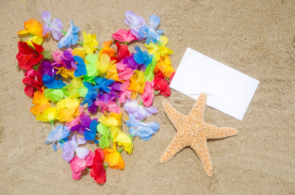 формы сердца Starfish бумаги пляж цветы белый Сток-фото © EllenSmile