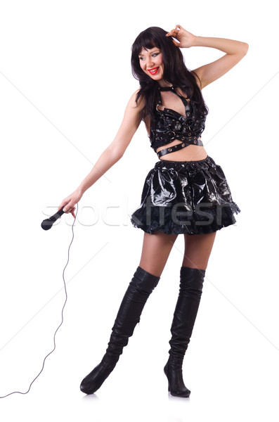 Singer in leather costume on white Stock photo © Elnur