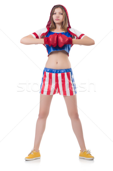 Woman boxer in uniform with US symbols Stock photo © Elnur