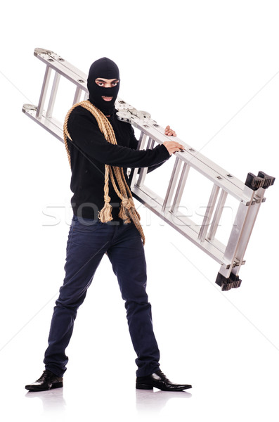 Burglar wearing balaclava isolated on white Stock photo © Elnur