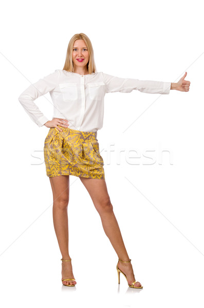 Woman giving thumbs up isolated on white Stock photo © Elnur