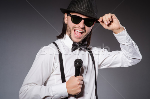 Vicces énekes mikrofon koncert zene férfi Stock fotó © Elnur
