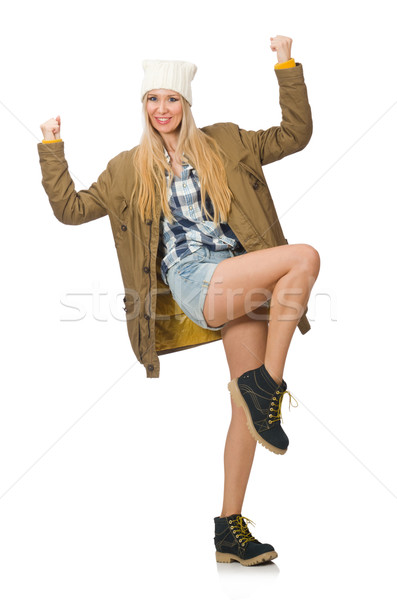 Hübsche Frau Jeans Shorts isoliert weiß sexy Stock foto © Elnur