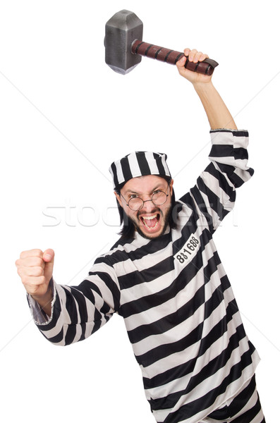 Prison inmate with hammer isolated on white Stock photo © Elnur