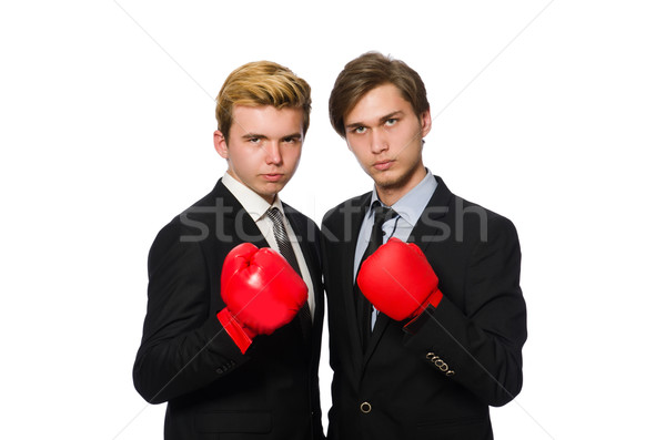 Pair of businessmen boxing on white Stock photo © Elnur