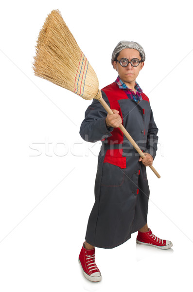 Funny janitor isolated on white Stock photo © Elnur